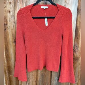 NWT Madewell V-Neck Bell Sleeve Sweater - Rust